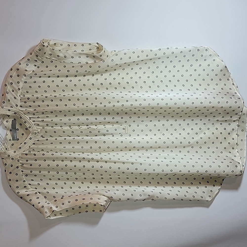 VINCE | Silk Cap Sleeve Popover Split Neck Top